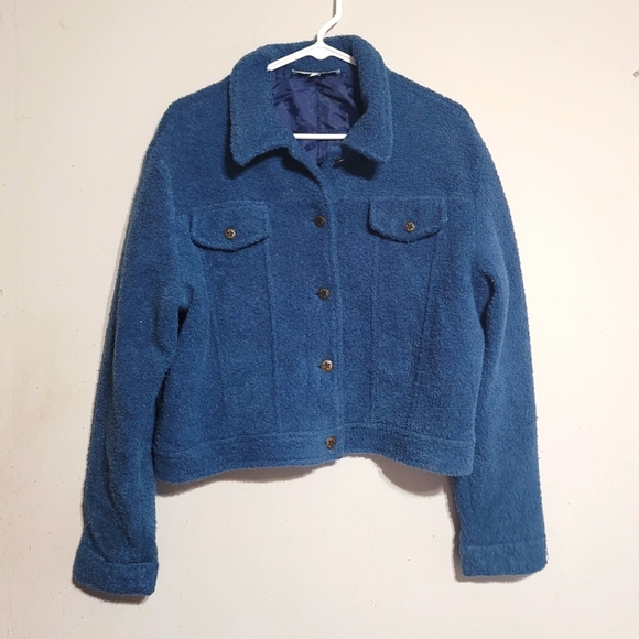 Sandro Blue Teddy Jacket‎ XL - Picture 1 of 3